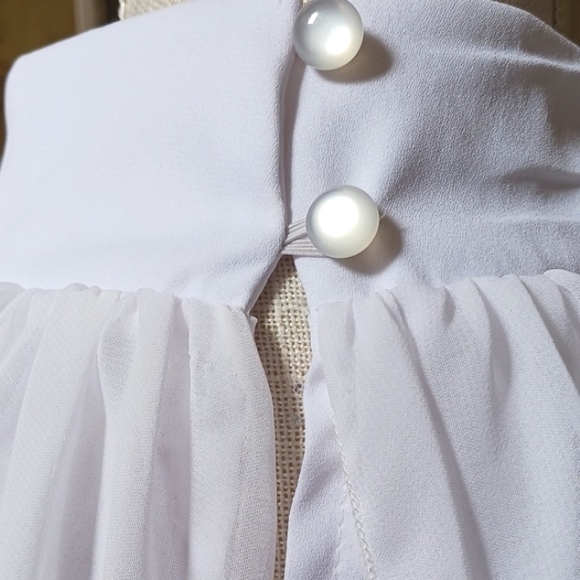 ASHLEY Stewart Mock Neck Sleeveless Draped White Double Button Blouse Size 18/20 - Picture 4 of 10